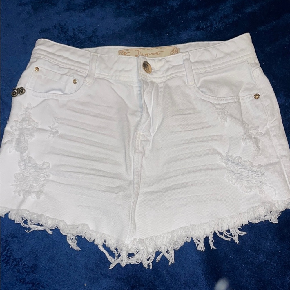 Degrant White Distressed Denim Skirt